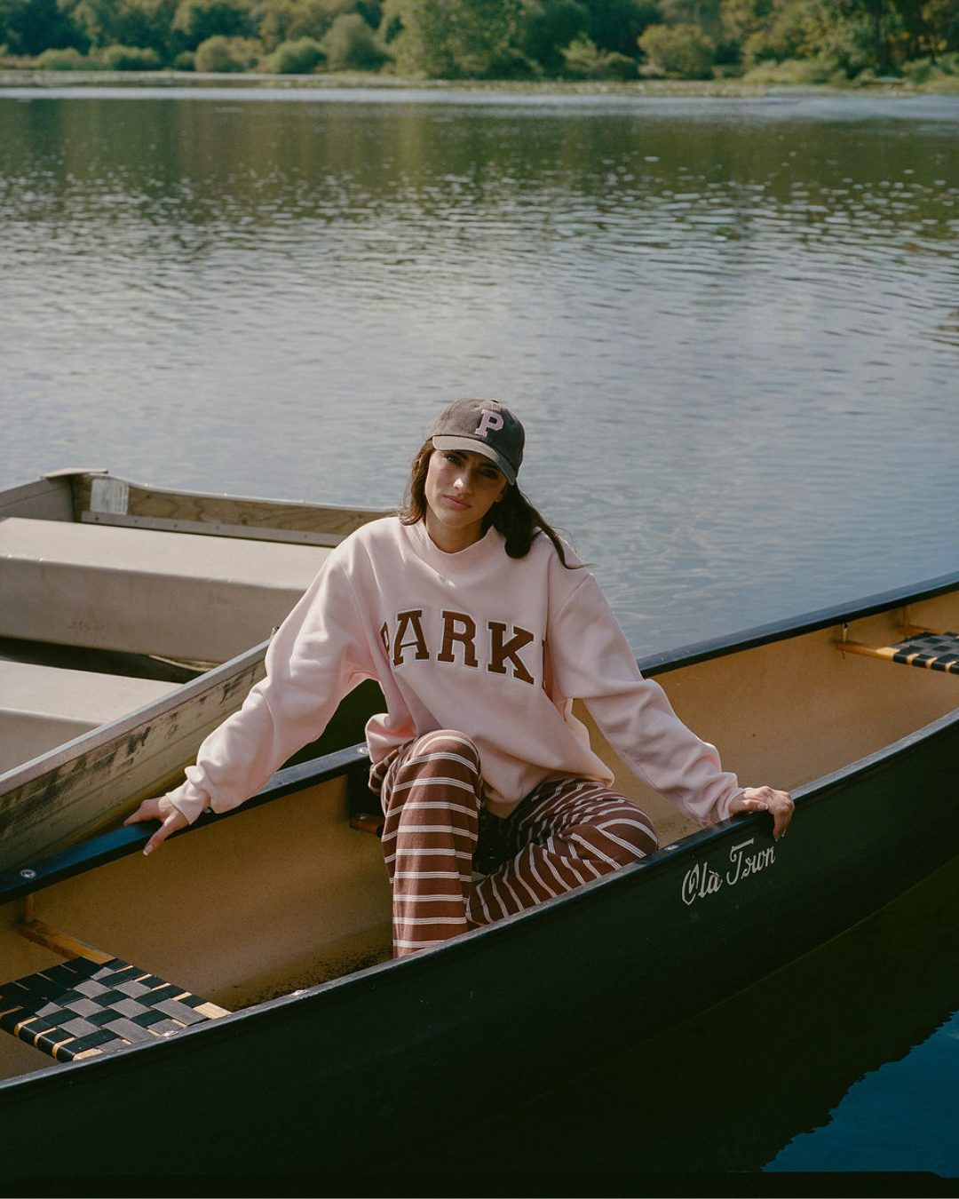 Parke | Varsity Mockneck Rose with Mocha Letters