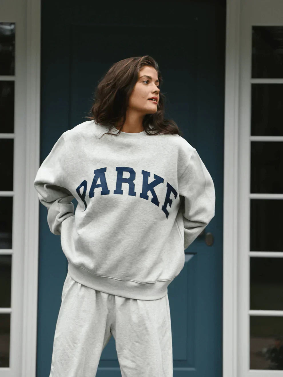 Parke | Varsity Oversized Sweatshirt Grey with Navy Letters